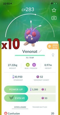 Venonat Trades [x10] - Pokemon GO Trade