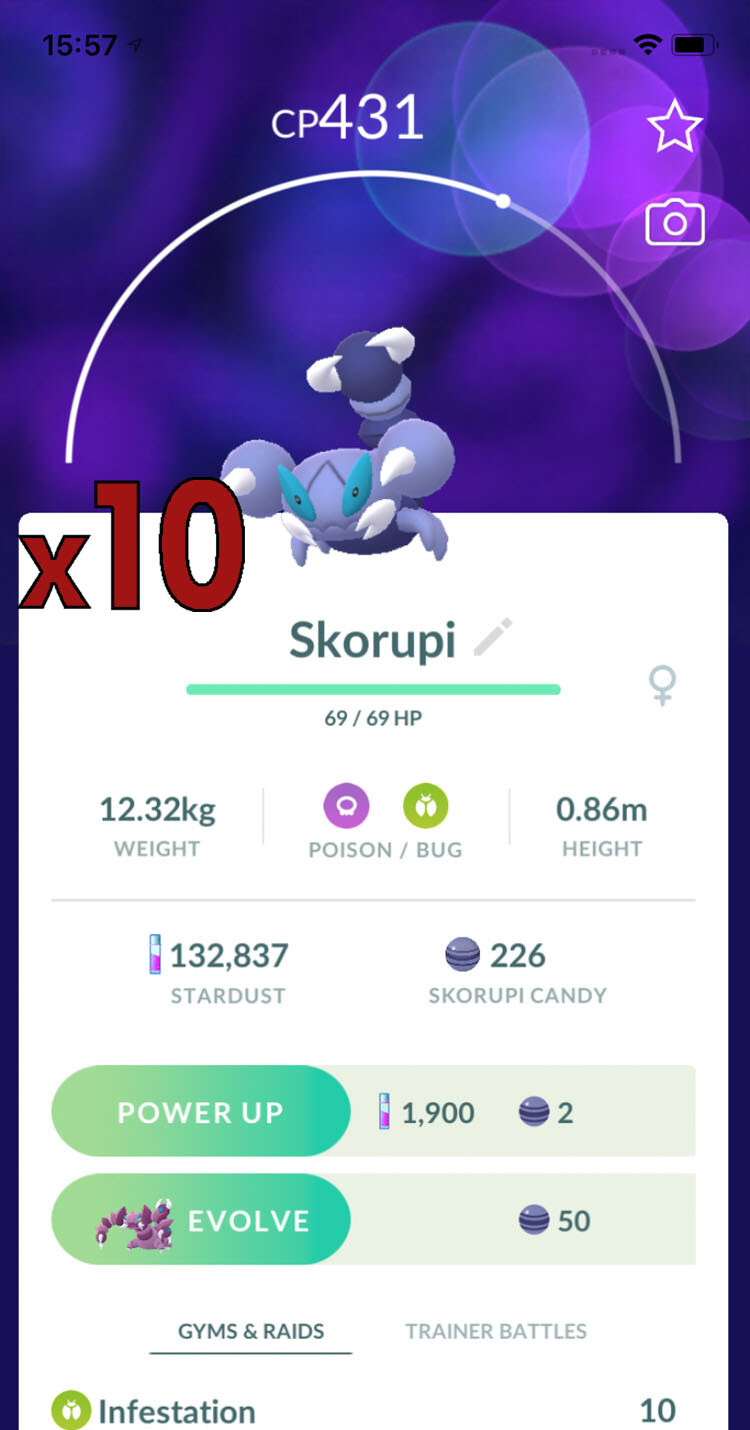 #451 - Skorupi Trades [x10] - Pokemon GO Trade