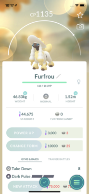 Furfrou Debutante Trim Trade - Pokemon GO Trade