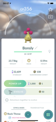 Shiny Bonsly Trade - Pokemon GO Trade