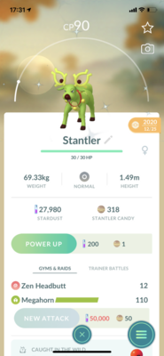 Shiny Stantler with Bells Trade - Pokemon GO Trade