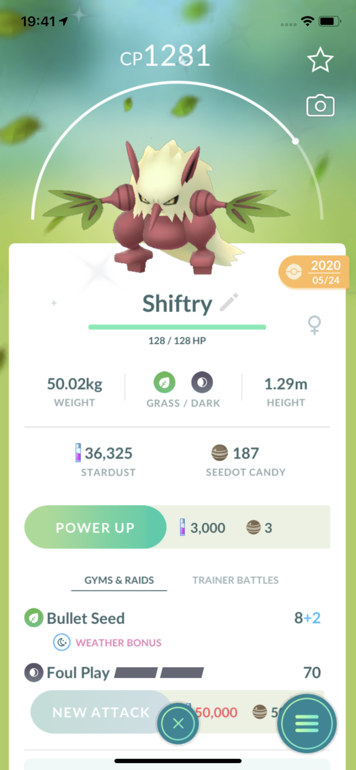 Shiny Shiftry Trade with Bullet Seed Great - Pokemon GO Trade