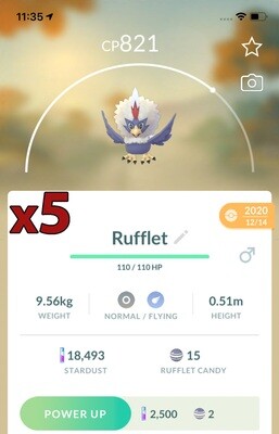 #627 - Rufflet Trades [x5] - Pokemon GO Trade