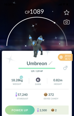 Shiny Umbreon with Last Resort Great League 2018 (Guaranteed Lucky) - Pokemon GO Trade