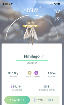 #793 - Shiny Nihilego Lv15 - Pokemon GO Trade Service