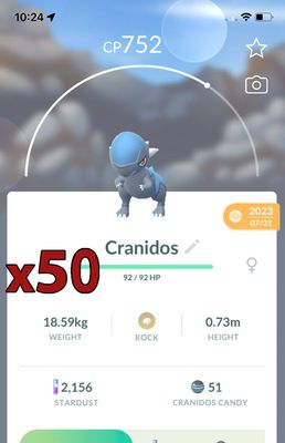Cranidos [x50] - Pokemon GO Trade Service