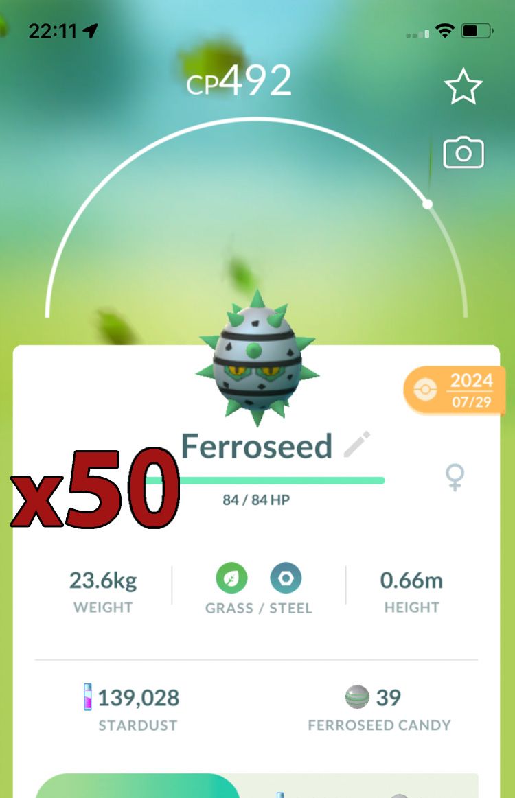 Ferroseed [x50] - Pokemon GO Trade Service