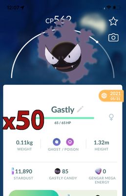 Gastly [x50] - Pokemon GO Trade Service