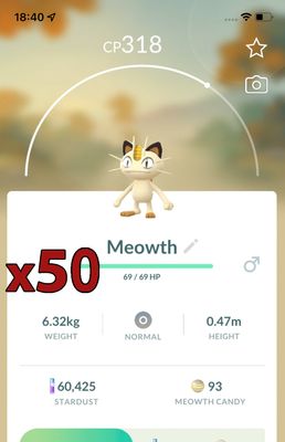 Meowth [x50] - Pokemon GO Trade Service
