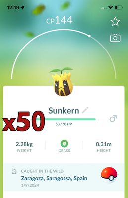 Sunkern [x50] - Pokemon GO Trade Service