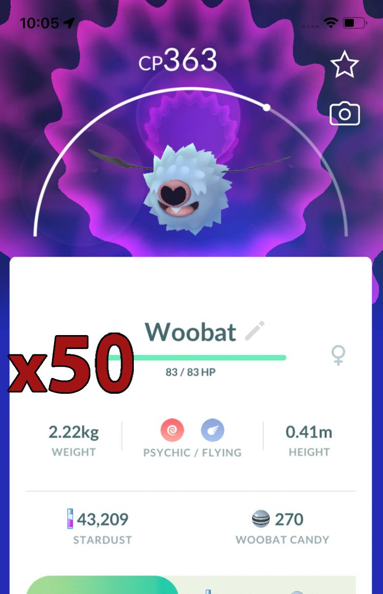 Woobat [x50] - Pokemon GO Trade Service