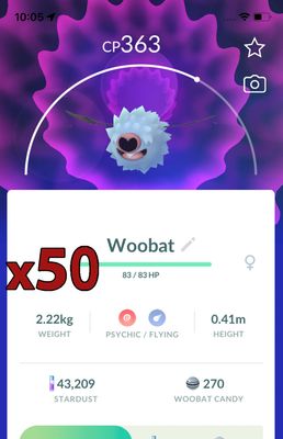 Woobat [x50] - Pokemon GO Trade Service