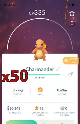 Charmander [x50] - Pokemon GO Trade Service