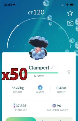 Clamperl [x50] - Pokemon GO Trade Service