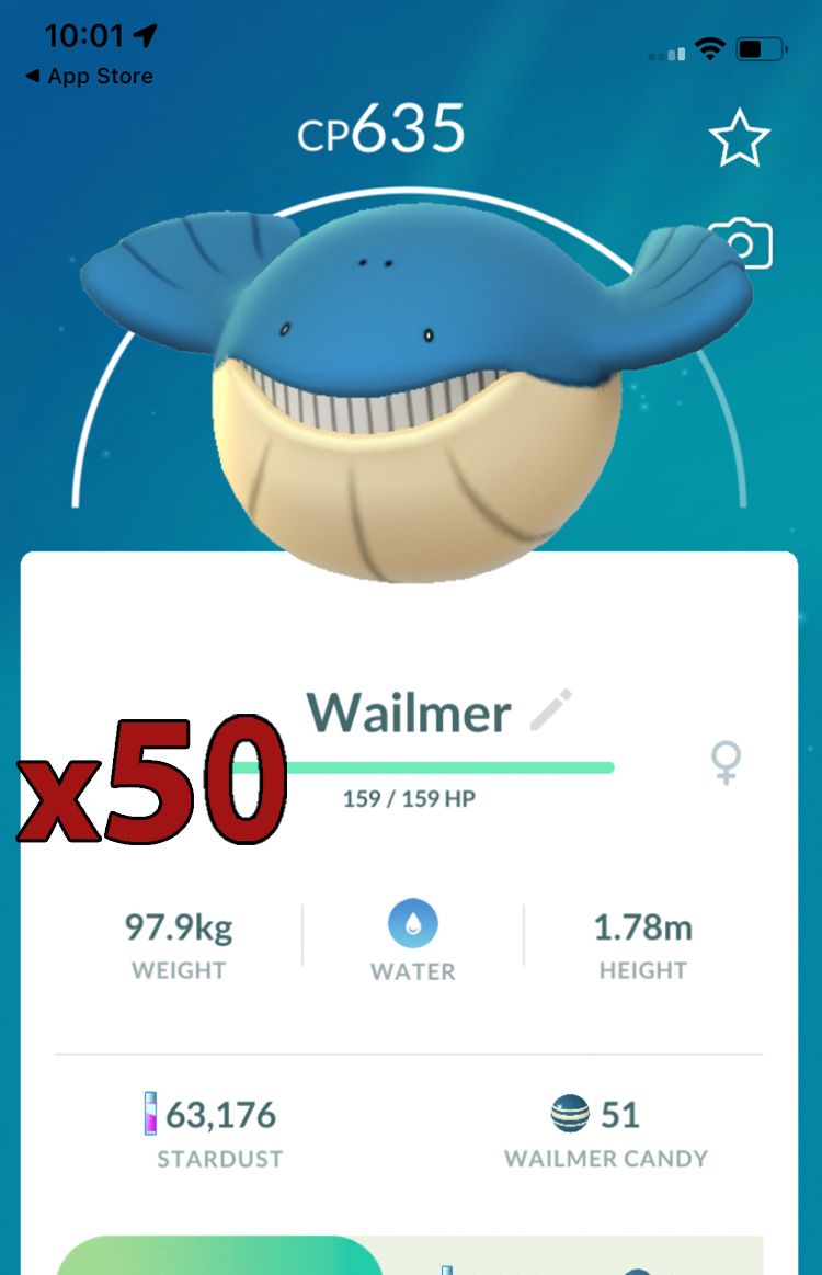 Wailmer [x50] - Pokemon GO Trade Service