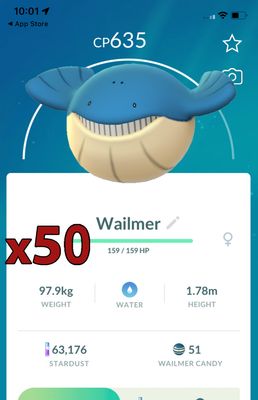 Wailmer [x50] - Pokemon GO Trade Service
