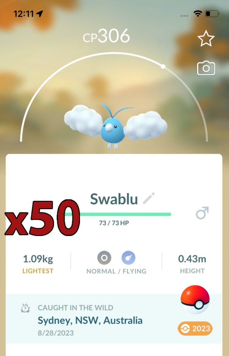 Swablu [x50] - Pokemon GO Trade Service