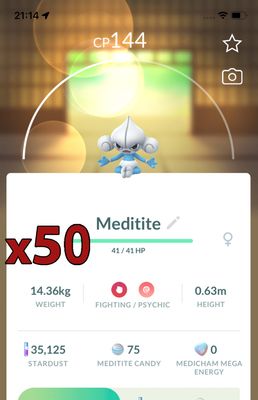 Meditite [x50] - Pokemon GO Trade Service