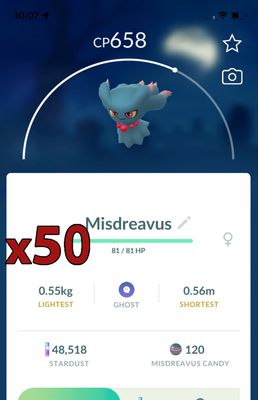 Misdreavus [x50] - Pokemon GO Trade Service