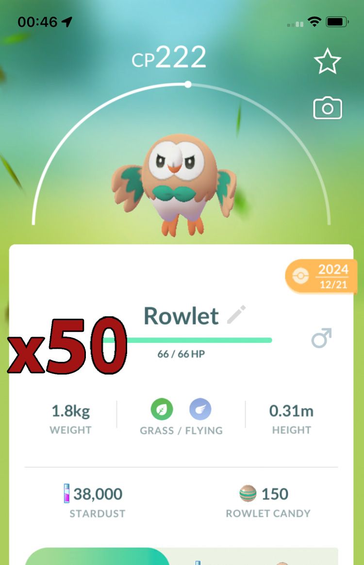 Rowlet [x50] - Pokemon GO Trade Service