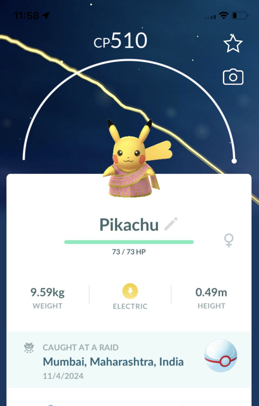 Pikachu with Saree Diwali Trade - Pokemon GO Trade