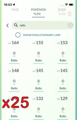 Pokemon GO Mini Account - 25x Ralts !