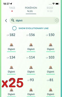 Pokemon GO Mini Account - 25x Diglett !