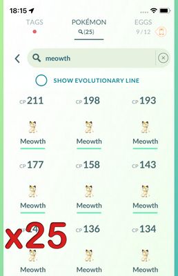 Pokemon GO Mini Account - 25x Meowth (Kanto) !