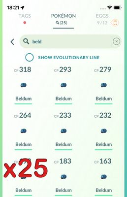 Pokemon GO Mini Account - 25x Beldum !