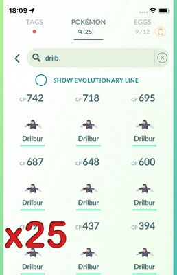 Pokemon GO Mini Account - 25x Drilbur !