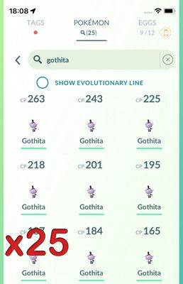 Pokemon GO Mini Account - 25x Gothita !