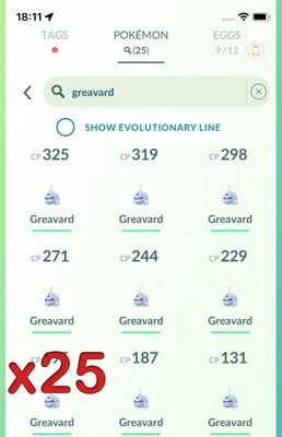 Pokemon GO Mini Account - 25x Greavard !
