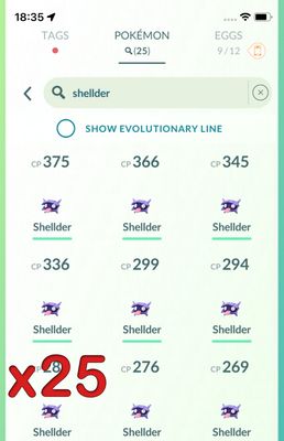 Pokemon GO Mini Account - 25x Shellder !