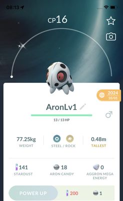 Shiny Aron Lv1 Trade - Pokemon GO Trade