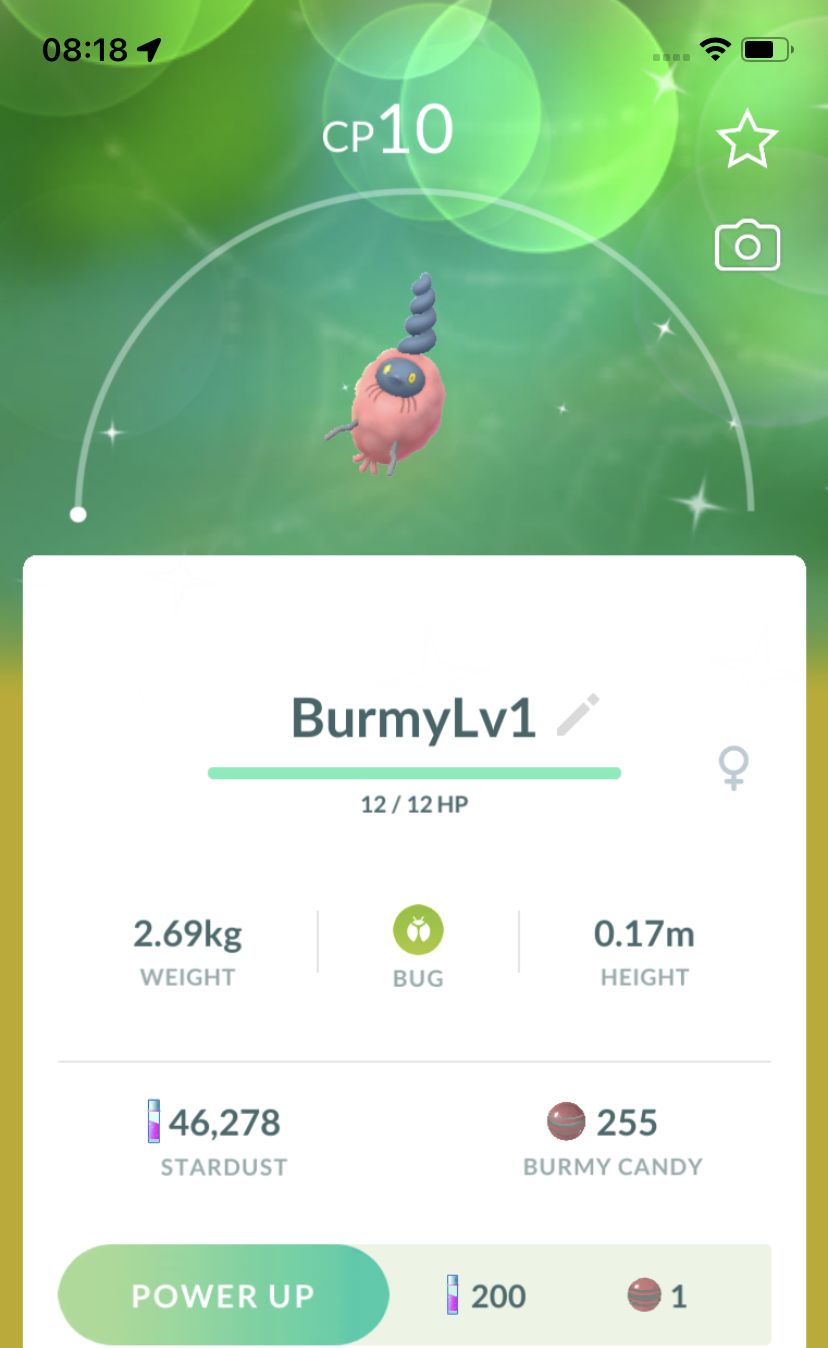 Shiny Burmy Trash Female Lv1 Trade - Pokemon GO Trade