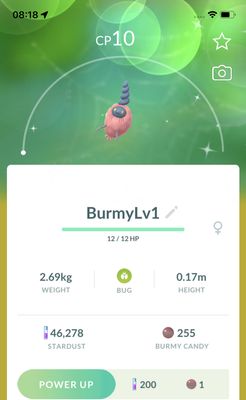 Shiny Burmy Trash Female Lv1 Trade - Pokemon GO Trade