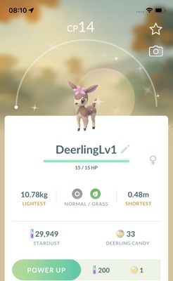 Shiny Deerling Winter (with Bow) Lv1 Trade - Pokemon GO Trade