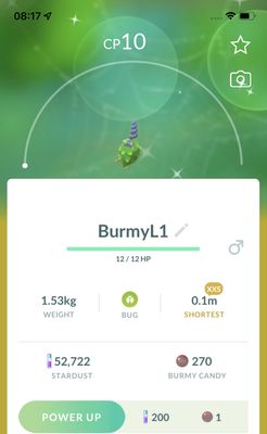 Shiny Burmy Plant Male Lv1 Trade - Pokemon GO Trade