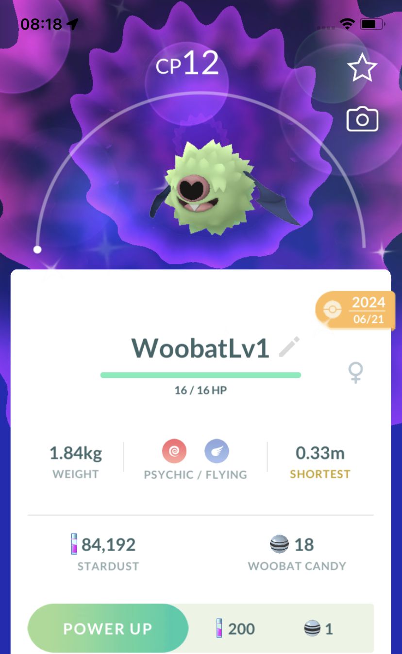 Shiny Woobat Lv1 Trade - Pokemon GO Trade