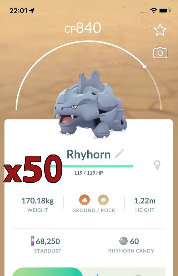 Rhyhorn [x50] - Pokemon GO Trade