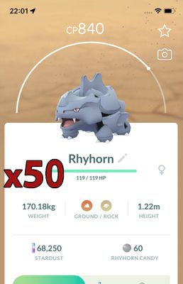 Rhyhorn [x50] - Pokemon GO Trade