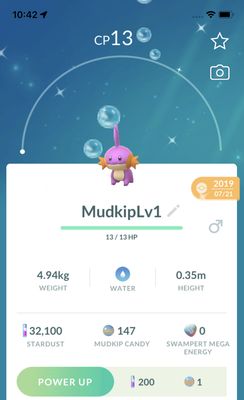 Shiny Mudkip Lv1 2019 (Guaranteed Lucky) - Pokemon GO Trade