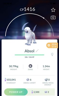 Absol 2019 (Guaranteed Lucky) - Pokemon GO Trade