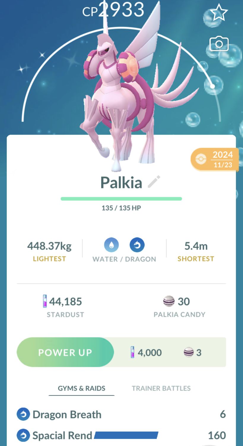 Shiny Palkia Origin Form Spacial Rend - Pokemon GO Trade Service