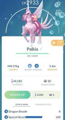 Shiny Palkia Origin Form Spacial Rend - Pokemon GO Trade Service