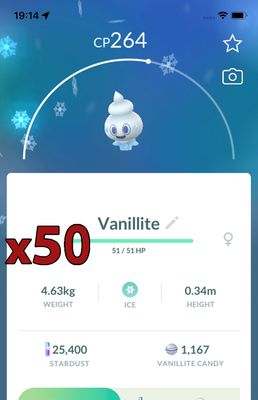 Vanillite trades [x50] - Pokemon GO Trade Service