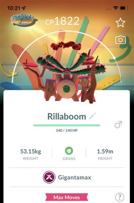 Rilaboom Gigantamax (Special Background) Trade - Pokemon GO Trade
