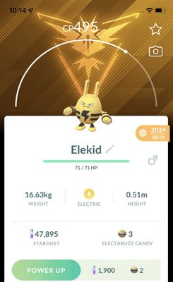 Elekid with Team Instinct Background Trade - Pokemon GO Trade