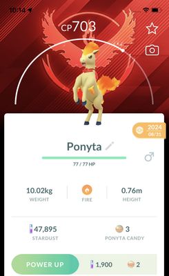Ponyta with Red Necklace Team Valor Background Trade - Pokemon GO Trade