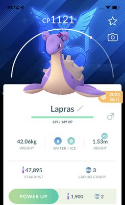 Shiny Lapras with Bow Team Mystic Background Trade - Pokemon GO Trade